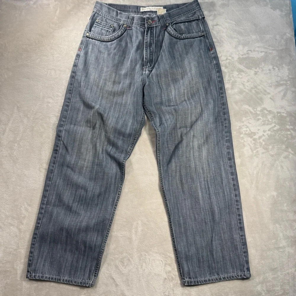 Vintage Royal Blue Jeans Men's Sz 36x32 Grey Baggy Y2K 90s Hip Hop Skater - Picture 1 of 10